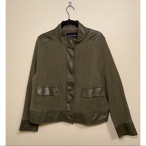 Who What Wear 2X Green Mixed Media Jacket